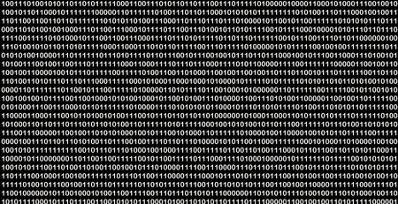 Binary code background. White numbers isolated on black. 3D render illustration.の写真素材