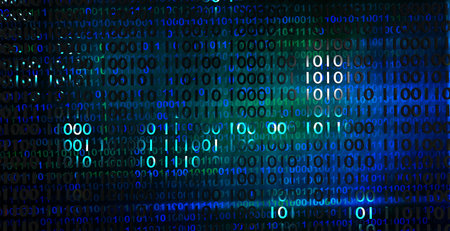 Binary code background. Concept of big data and artificial intelligence. digital technology. 3D render illustration.の写真素材
