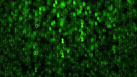 binary code. Binary numbers. Binary background. Artificial intelligence and big data concept. Abstract green background.の写真素材