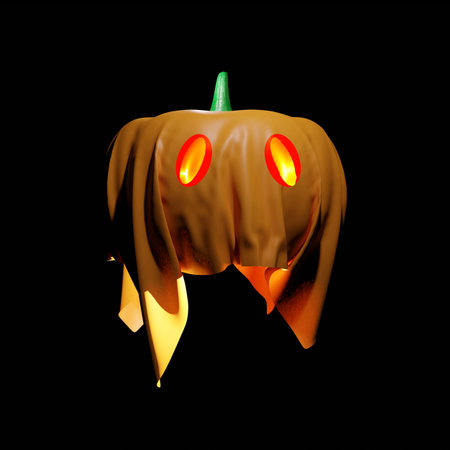Jack o lantern. Halloween pumpkin isolated on black background.の写真素材