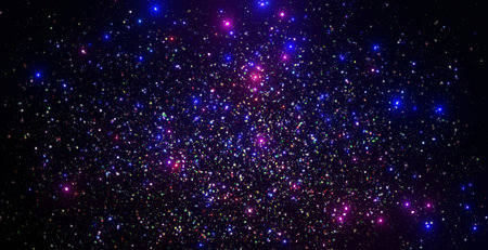 Galaxy Universe starry background with lots of glowing shining cosmic stars particles. 3D render illustration.の写真素材