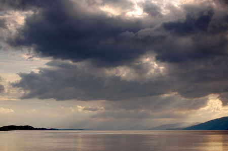 Cloudscape of Loch Linnhe from Onich, Scotland. Loch Linnhe is a sea loch at the western end of the...