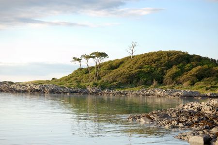 A peaceful bay at Arisaig on an evening near midsummer,Scotlandの写真素材
