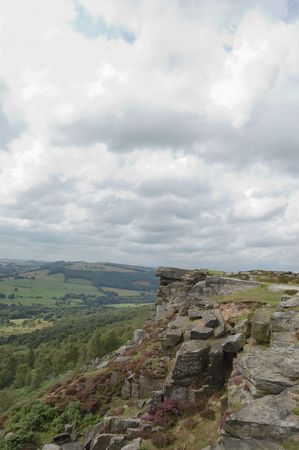A sheer drop at Froggatt Edge, Derbyshire, England, a scenic area of the Peak District
