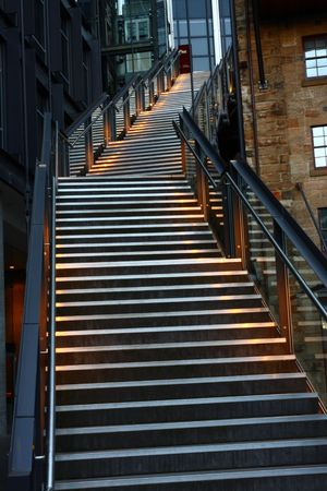 modern exterior stairs at an office buildingの写真素材