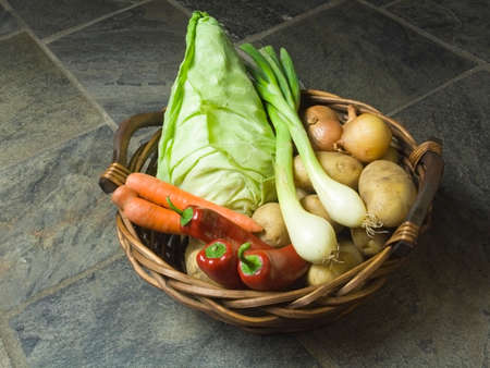 basket full of fresh vegetablesの写真素材