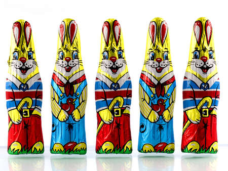 close-up of Chocolate easter bunny isolated on white background