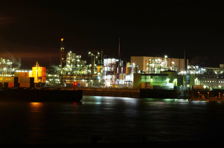 Harbor at nightの写真素材