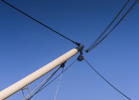 Ship mast ropesの写真素材