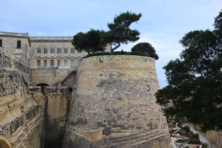 Defensive fortifications at the entrance to Vallettaの写真素材