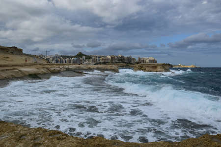 One of the beautiful bays of the island of Gozoの写真素材