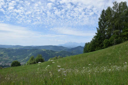 Mountain Beskids landscape on a summer dayの写真素材
