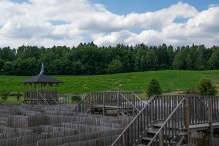 Wooden labyrinth in the Kashubian amusement parkの写真素材