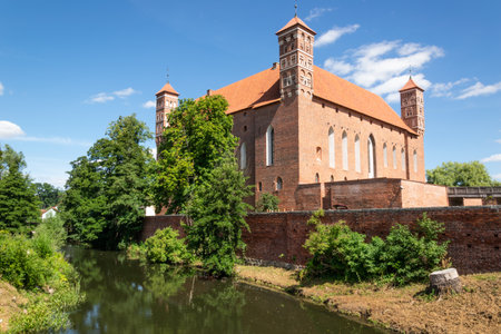 The castle of Warmia bishops by the riverのeditorial素材