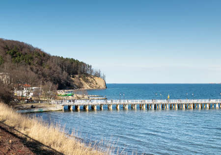 View of the Gdynia pier and the cliffs. Gdynia OrÅowo.の写真素材