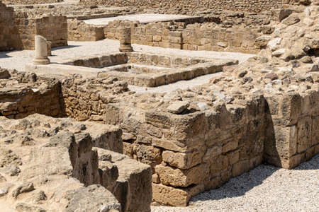Archaeological Park. Paphos, Cyprus. Archaeological Site of Nea Paphos. Ruins of the ancient Roman and Greek cities.の写真素材