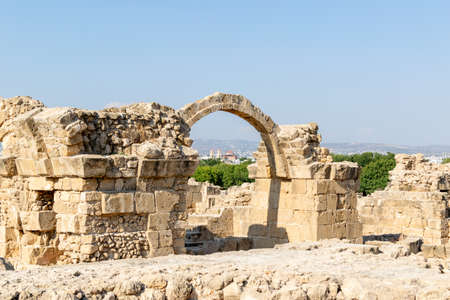 Archaeological Park. Paphos, Cyprus. Archaeological Site of Nea Paphos. Ruins of the ancient Roman and Greek cities.の写真素材