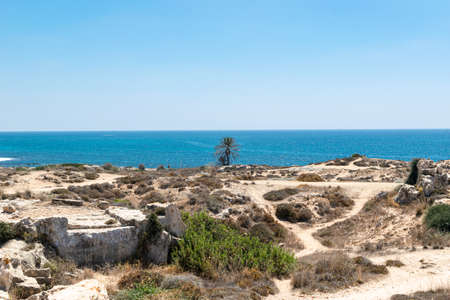 Archaeological Park. Paphos, Cyprus. Archaeological Site of Nea Paphos. Ruins of the ancient Roman and Greek cities.の写真素材