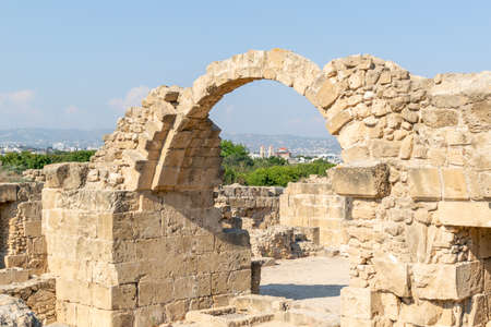 Archaeological Park. Paphos, Cyprus. Archaeological Site of Nea Paphos. Ruins of the ancient Roman and Greek cities.の写真素材