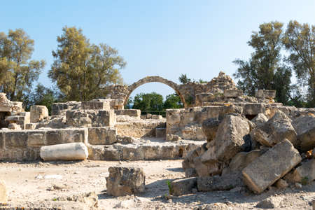 Archaeological Park. Paphos, Cyprus. Archaeological Site of Nea Paphos. Ruins of the ancient Roman and Greek cities.の写真素材