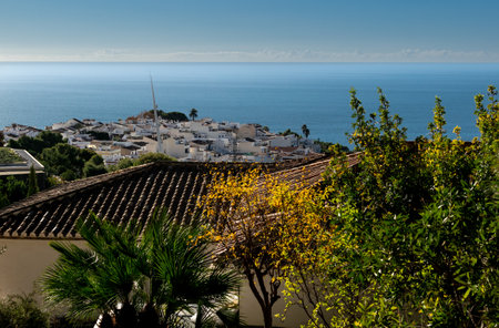 View of the sea from the roof of the house. Spain.の写真素材