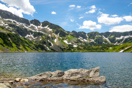 Valley of Five Lakes in the Tatras. Mountain landscape with a view of the mountain lakes.の写真素材