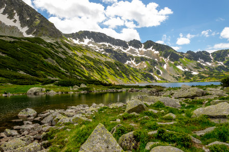 Valley of Five Lakes in the Tatras. Mountain landscape with a view of the mountain lakes.の写真素材