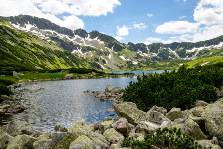 Valley of Five Lakes in the Tatras. Mountain landscape with a view of the mountain lakes.の写真素材