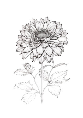 Hand drawn chrysanthemum isolated on white background. Vector illustration.の素材