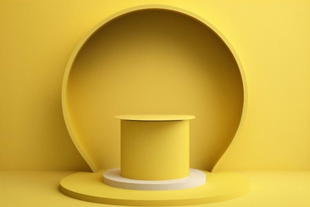 Yellow round podium for product presentation. 3d render, mock upの素材