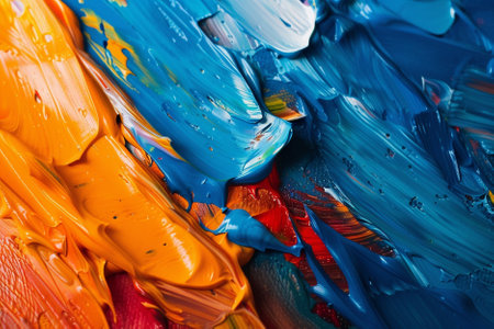 macro artist's palette, texture mixed oil paints in different colors and saturation studioの素材