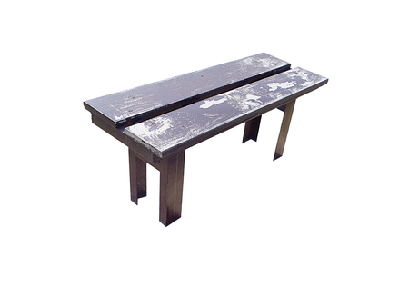 Leg metal with wooden seat urban benches, isolated on white backgroundの写真素材