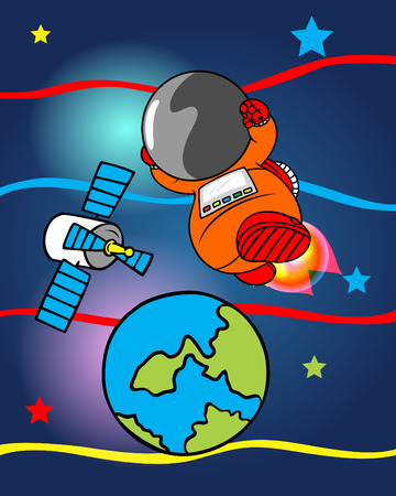 CUTE ASTRONAUT ILLUSTRATIONのイラスト素材