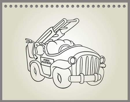 Fire truck doodle on blank paperのイラスト素材