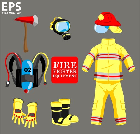 FIRE FIGHTER EQUIPMENTのイラスト素材