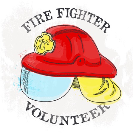 WATER COLOR FIRE FIRHTER HELMETのイラスト素材