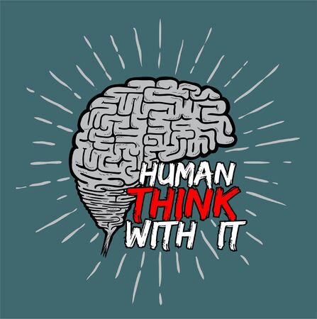 think with brain as print or background and illustration vectorのイラスト素材