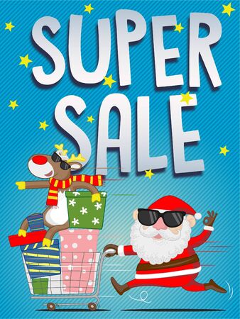 christmas super sale poster or illustrationのイラスト素材