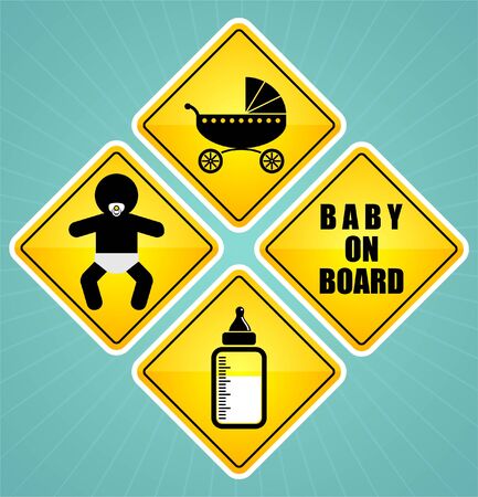 baby on board sign element setのイラスト素材