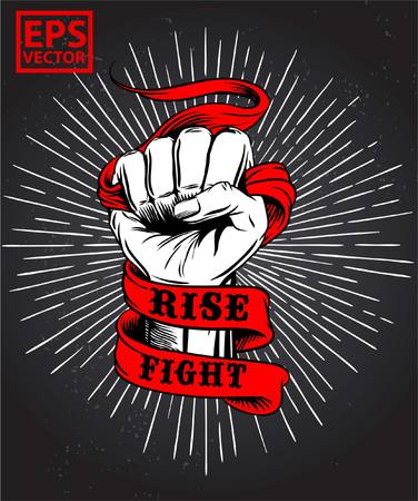 Fist on old ribbon vectorのイラスト素材