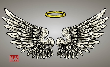 WINGS GRAPHIC VECTOR EDITABLE COLOR ISOLATEDのイラスト素材