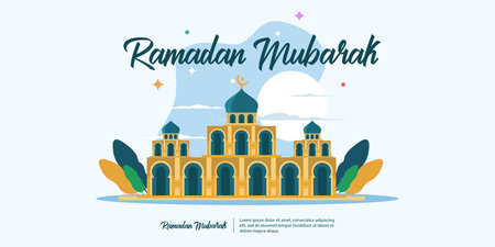 Ramadan mubarak with mosqueのイラスト素材