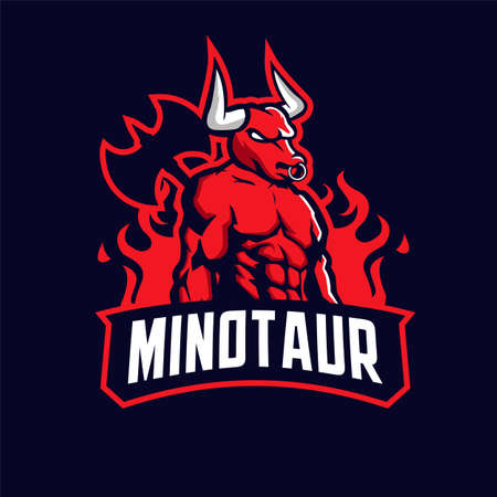 Minotaur mascot logoのイラスト素材