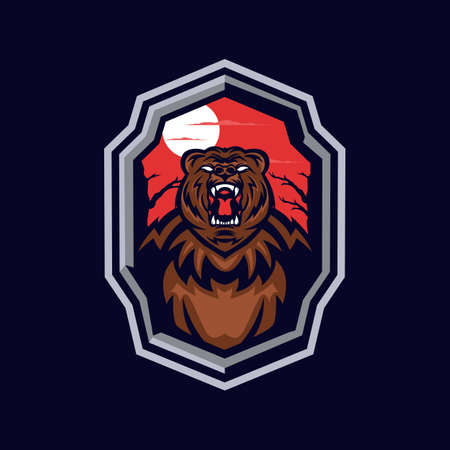 Grizzly bear mascot logoのイラスト素材