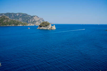 sea ??ships are peaceful blue.の写真素材