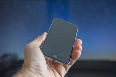 the black screen phone get. blue background