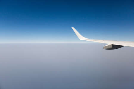 view from the airplane window, cloud wing, dimensionsの写真素材