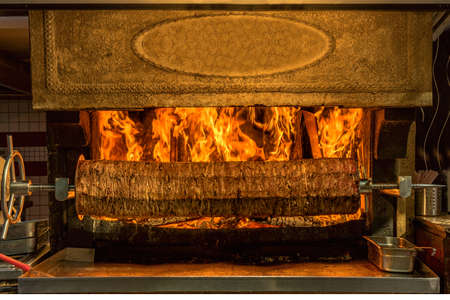 kebab. meat cooked on a wood fireの写真素材