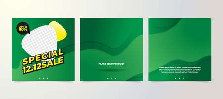 Set of Social media post design template with a cool design element and trendy gradient colors...
