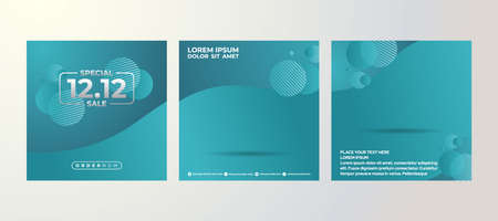 Set of Social media post design template with a cool design element and trendy gradient colors suitable for banner, brochure, posterのイラスト素材